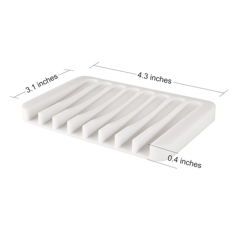 Anwenk Soap Dish Soap Holder Tray Saver Drainer for Shower Bathroom,Silicone Soap Dish Waterfall & Anti-Slip Design, White, 3 Pack - Image 5